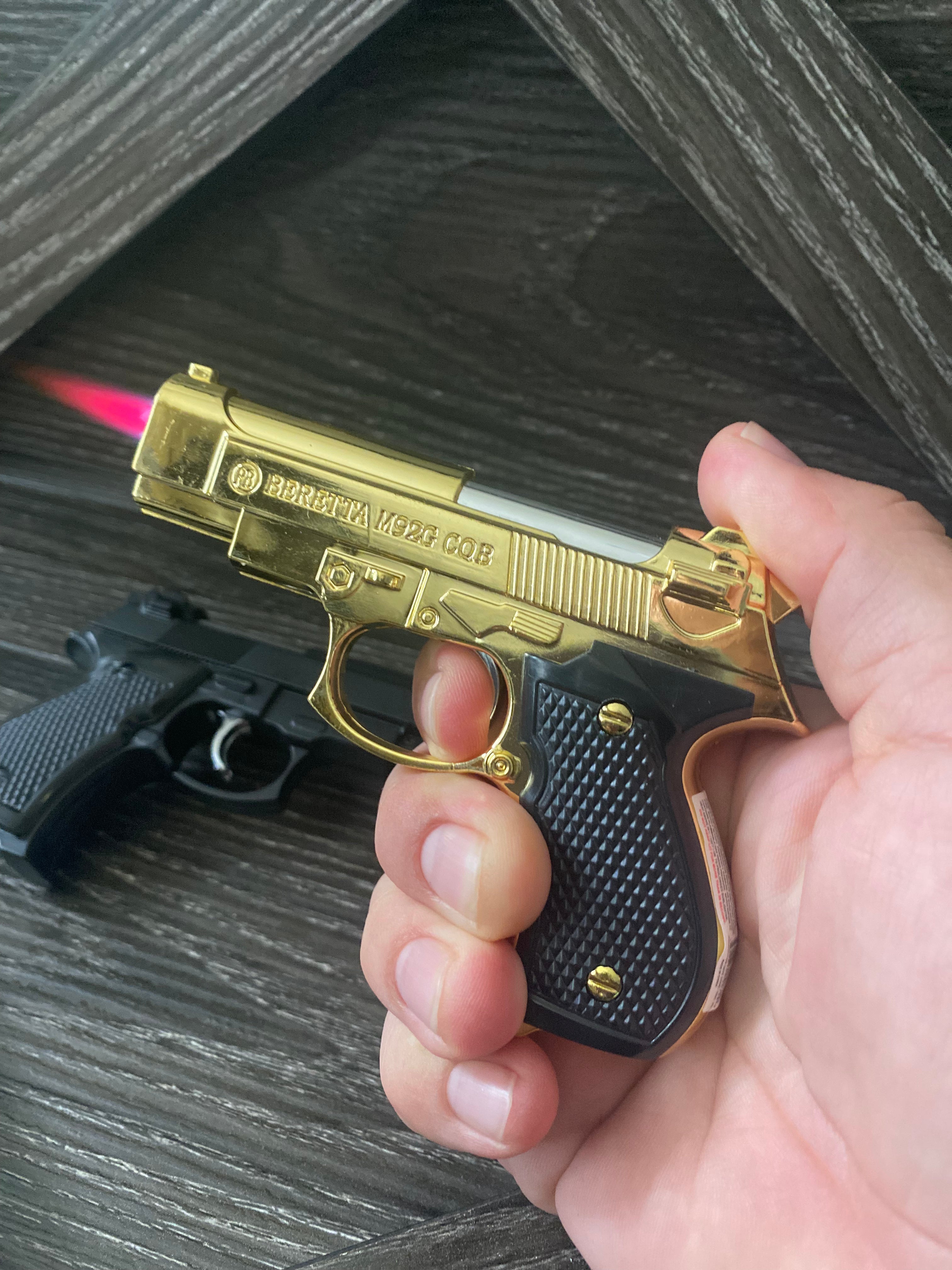 9MM Toy Gun Style Torch Refillable Lighter Adjustable Jet Flame