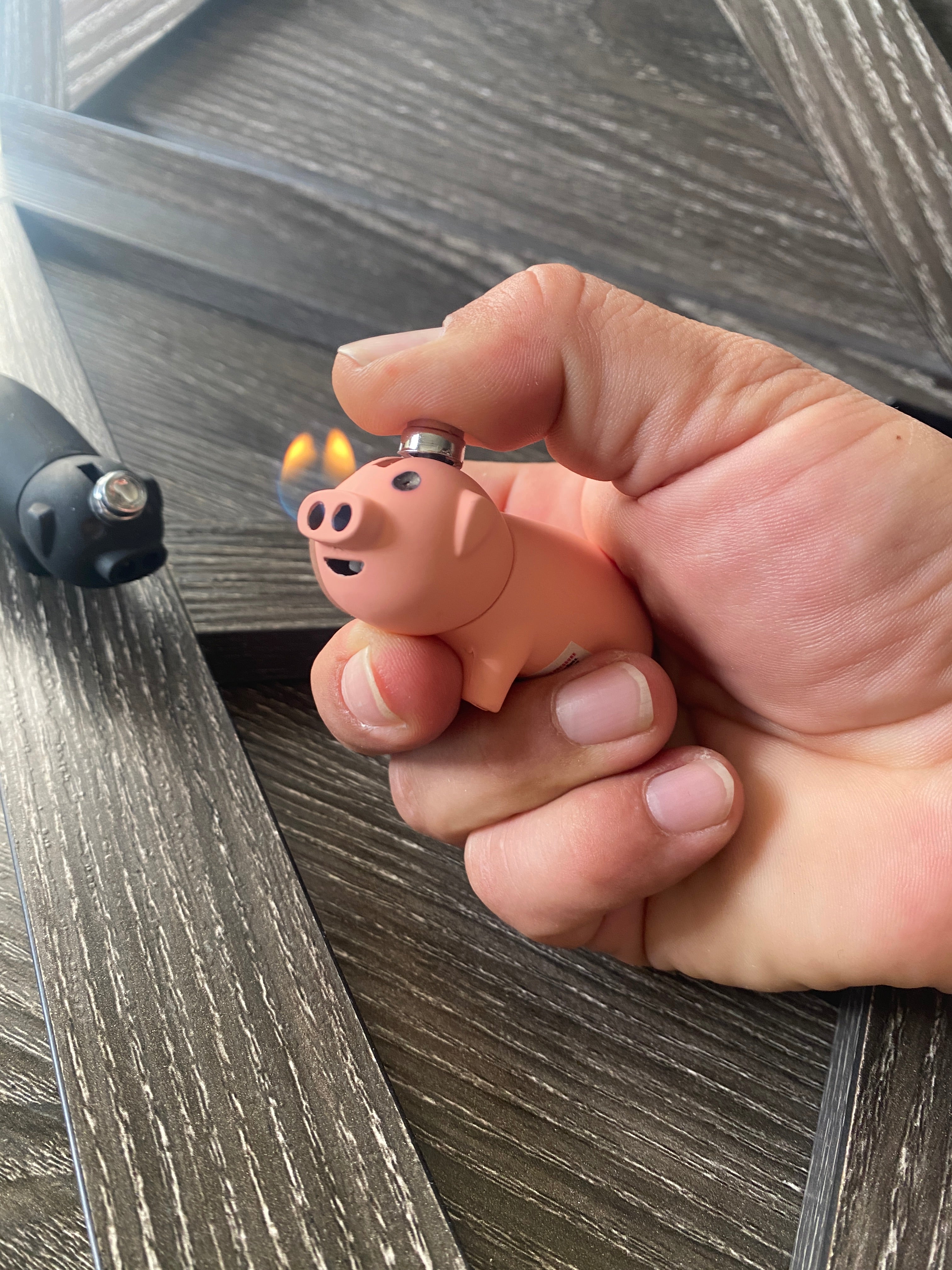 Pink & Black Collectable Piggy Torch Lighter